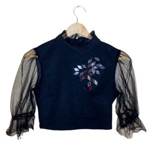 Dance Costume Semi-Custom Contemporary Black Skeleton Mirrored Top Mesh